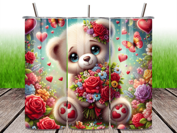 Download Bear Floral Bouquet Valentine Tumbler Wr - Valentine Collection