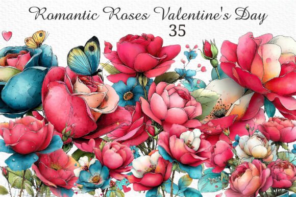 Download Romantic Roses Valentine's Day Clipart - Valentine Collection