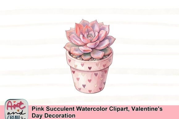 Download Pink Succulent Watercolor Clipart, Valentine's Day Decoration - Valentine Collection