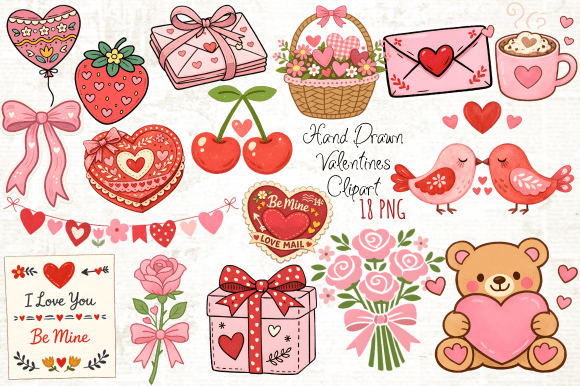 Download Hand-Drawn Valentines Clipart PNG - Valentine Collection