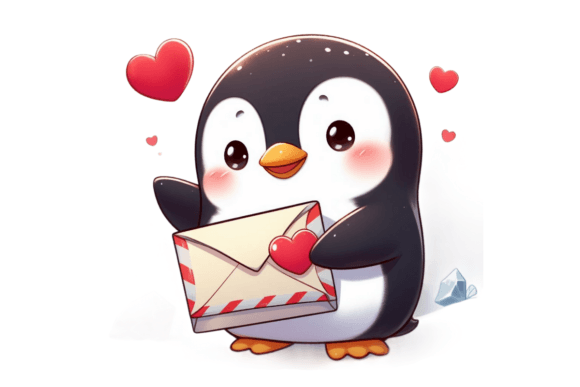 Download Penguin Valentine Mail with Heart - Valentine Collection