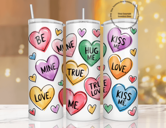 Download Valentine Candy Heart PNG 20 Oz Tumbler - Valentine Collection