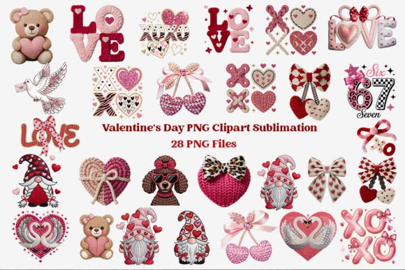 Download Faux Yarn Crochet Valentine PNG Bundle - Valentine Collection