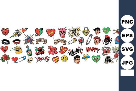 Download Colorful Retro 90s Valentine Design - Valentine Collection