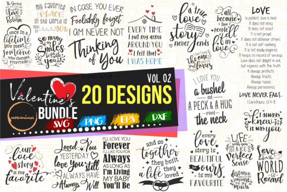 Download Valentine Bundle Vol 02 - Love Quote Art - Valentine Collection