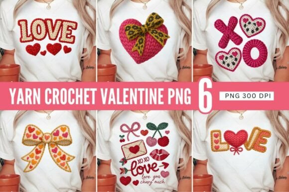 Download Valentine PNG Bundle, Faux Yarn Crochet - Valentine Collection