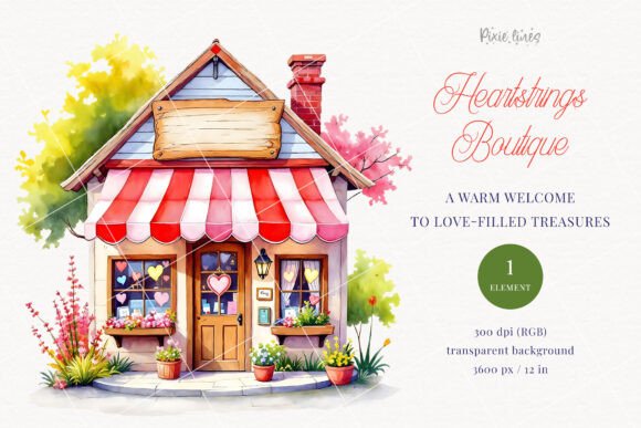 Download Vintage Valentine's Cottage Shop Clipart - Valentine Collection