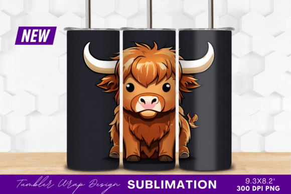 Download Cute Cartoon Highland Cow Tumbler - Premium Resources