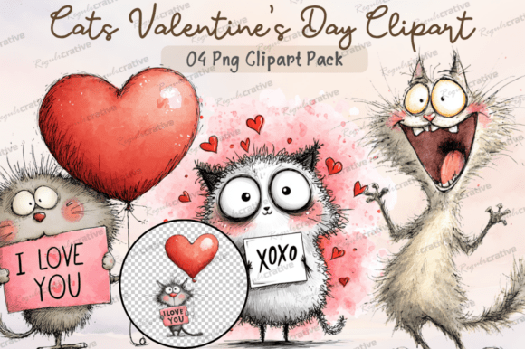 Download Cats Valentine's Day Clipart PNG, Cute - Valentine Collection