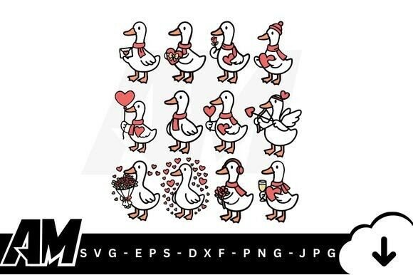 Download Valentine Goose Bundle SVG - Valentine Collection