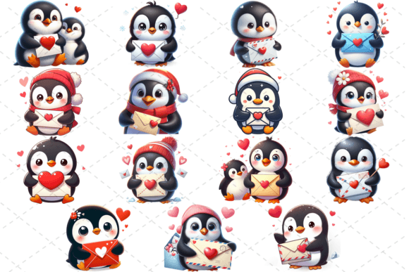 Download Penguin Valentine Mail with Heart Bundle - Valentine Collection