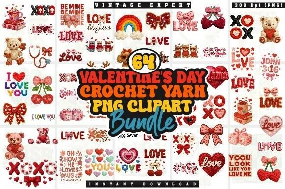 Download Valentine Faux Crochet Yarn PNG Bundle - Valentine Collection