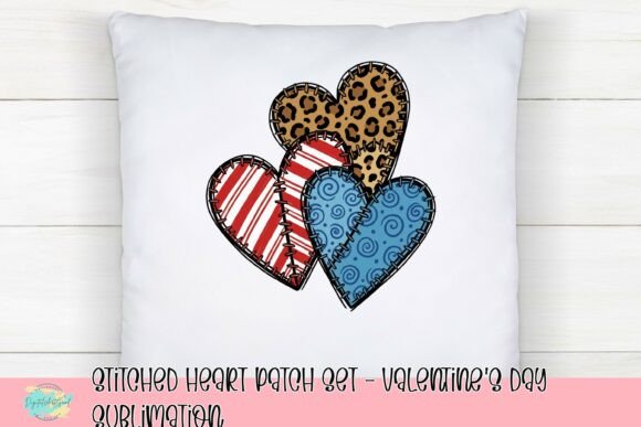 Download Stitched Heart Patch Set - Valentine's Day Sublimation - Valentine Collection