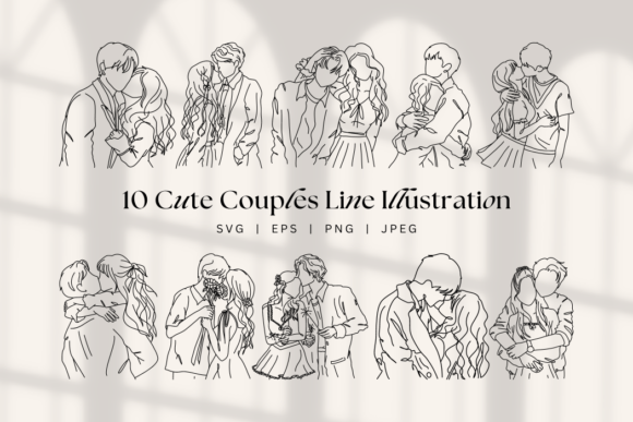 Download Cute Couples Line Art, Valentine's Day - Valentine Collection