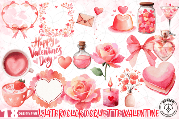 Download Watercolor Coquette Valentine PNG - Valentine Collection