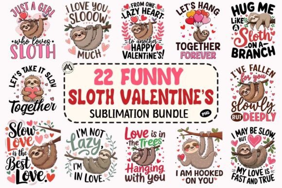 Download Sloth Valentine's Graphic Bundle - Valentine Collection