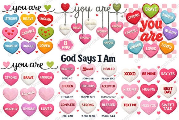 Download Crochet Valentine Candy Heart PNG Bundle - Valentine Collection