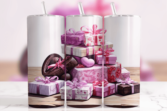 Download Stack of Valentine Gifts Tumbler Wrap - Valentine Collection