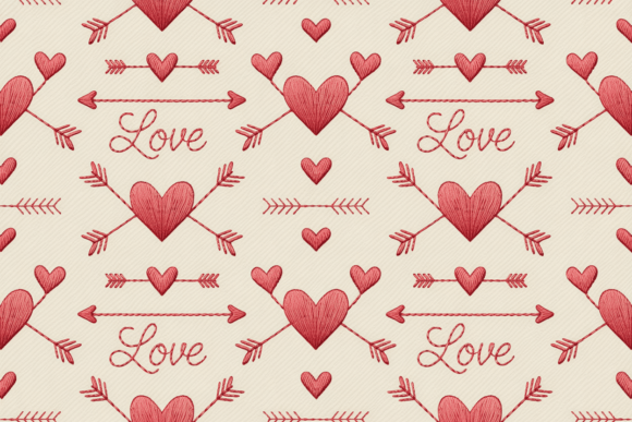 Download Valentine Stitched Hearts Pattern - Valentine Collection