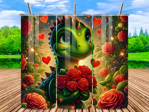 Download Dino Rose Bouquet Valentine Tumbler Wrap - Valentine Collection