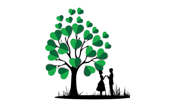 Download Valentine Love Papercut Tree Silhouette - Valentine Collection