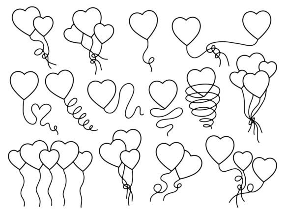 Download Heart Balloon Line Art Valentines Day - Valentine Collection