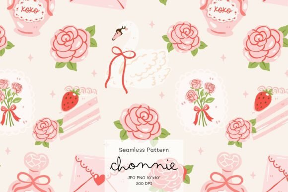 Download Coquette Valentine Seamless Pattern - Valentine Collection