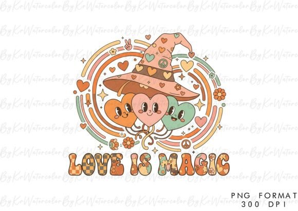 Download Love is Magic Groovy Valentine PNG - Valentine Collection