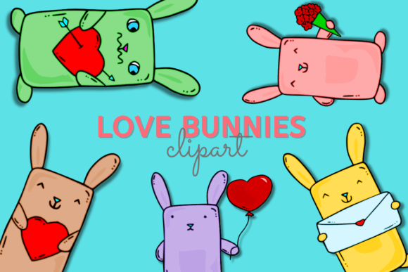 Download Love Bunnies Clip Art {Valentine's Day} - Valentine Collection