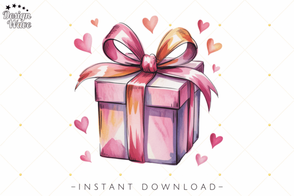 Download Valentine Watercolor Gift Box PNG - Valentine Collection