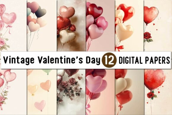 Download Vintage Valentine's Day Digital Paper - Valentine Collection
