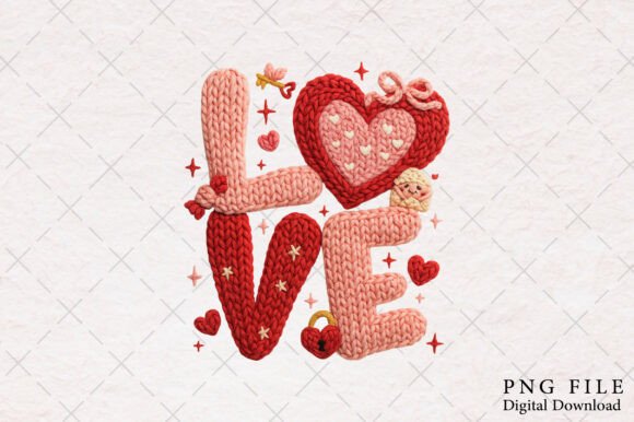 Download Faux Yarn Crochet Love Valentines PNG - Valentine Collection