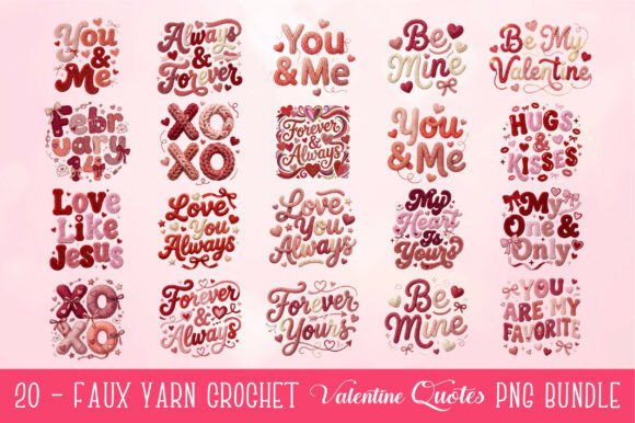 Download Faux Yarn Crochet Valentine PNG Bundle - Valentine Collection