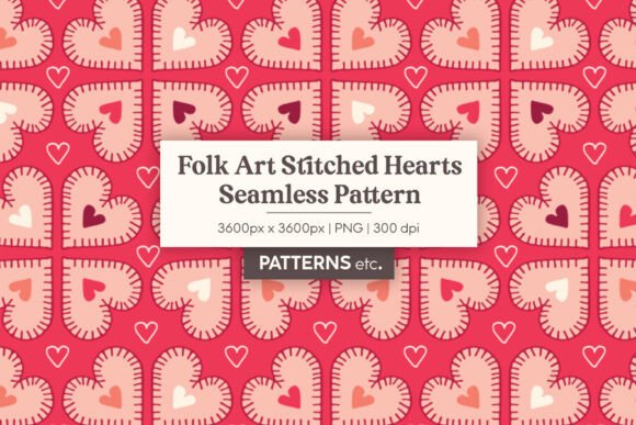 Download Valentine Stitched Hearts Pattern - Valentine Collection