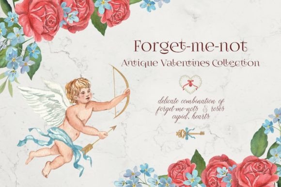 Download Forget-me-not Antique Valentines Clipart - Valentine Collection