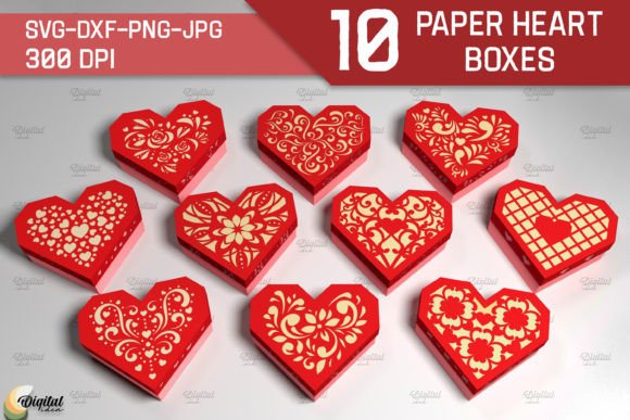 Download 3D Paper Heart Box. Valentine Bundle - Valentine Collection