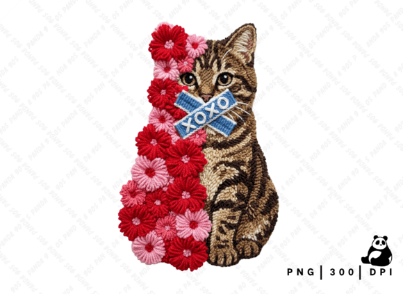 Download Floral Valentine Cat Latch Hook PNG - Valentine Collection