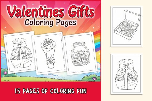 Download Valentine’s Gifts Coloring Pages - Valentine Collection