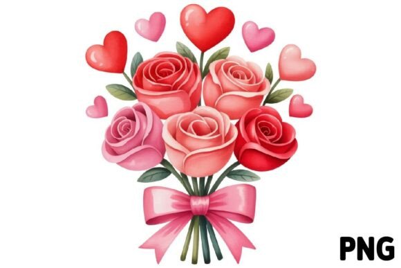 Download Kawaii Rose Bouquet Valentine Clipart - Valentine Collection