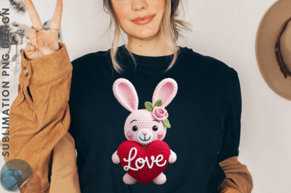 Download Crochet Faux Yarn Valentine Bunny PNG - Valentine Collection