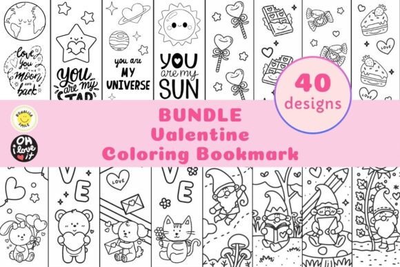 Download VALENTINE Bundle Cute Coloring Bookmarks - Valentine Collection