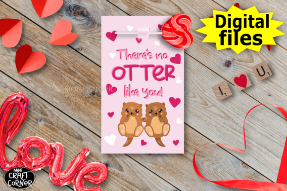 Download Otter Valentine Candy Card Printable - Valentine Collection