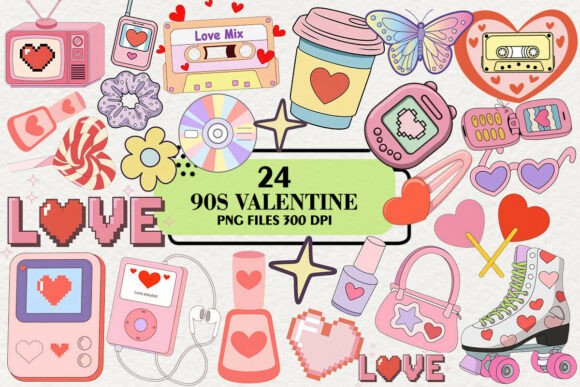 Download Kawaii 90s Valentine Clipart Bundle - Valentine Collection