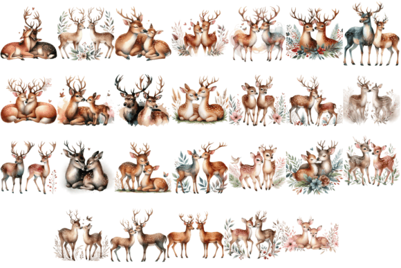 Download 26 Watercolor Boho Deer Valentine Bundle - Valentine Collection