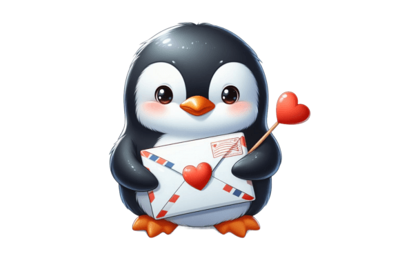 Download Penguin Valentine Mail with Heart - Valentine Collection
