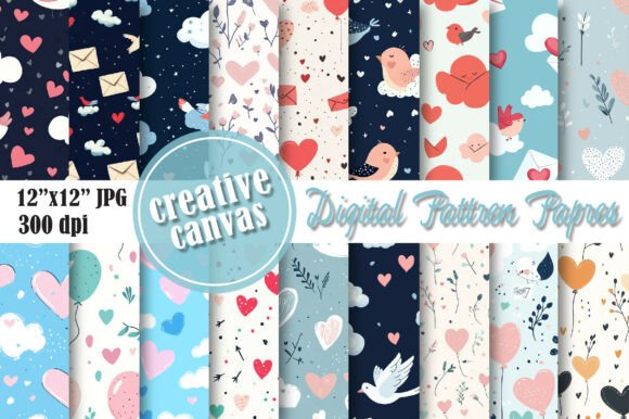 Download Valentine Heart &amp; Love Digital Paper - Valentine Collection