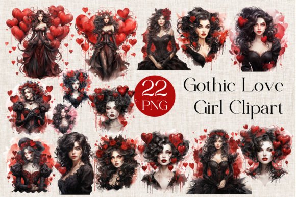 Download Gothic Love Girl Clipart, Dark Valentine - Valentine Collection