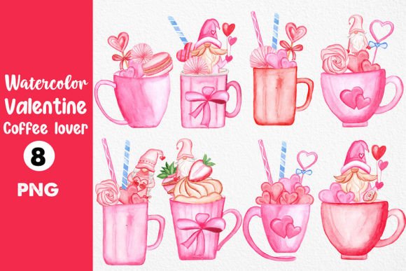 Download Watercolor Valentine Coffee Cup Clipart - Valentine Collection