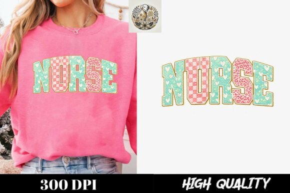 Download NURSE Valentine PNG – Retro Patchwork Nu - Valentine Collection